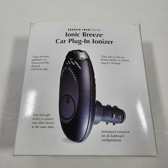 Sharper Image Car Plug-In Ionizer Woodgrain with Elbow Adapter in Original Box - Picture 5 of 6
